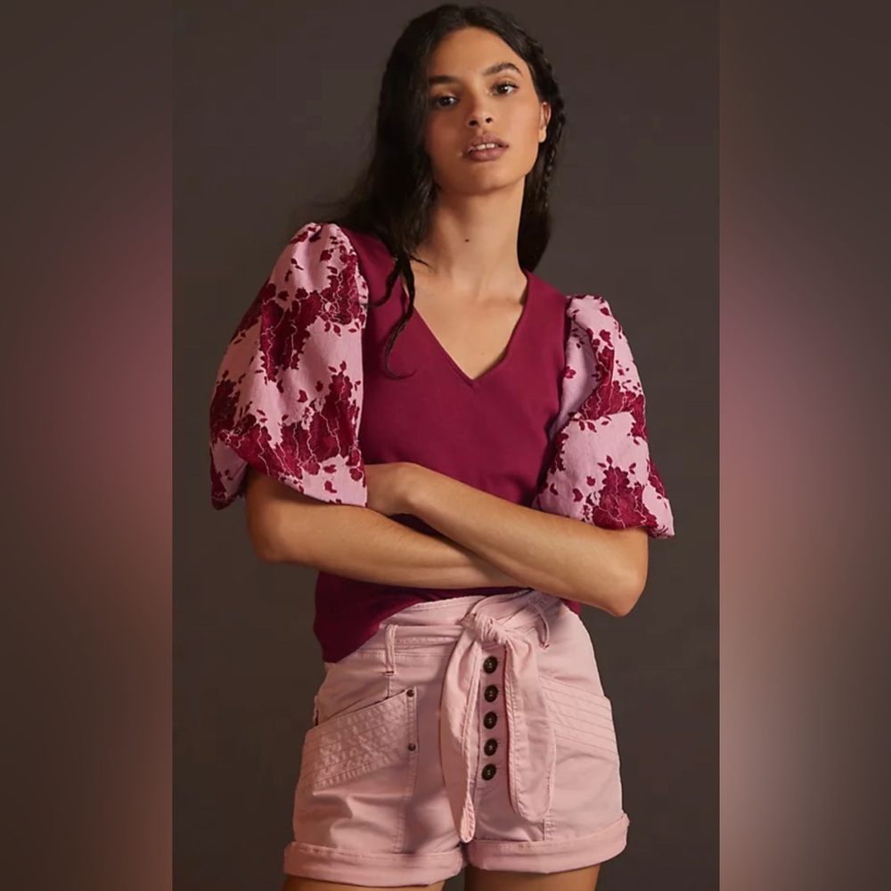 Dolan Burgundy and Pink Blouse